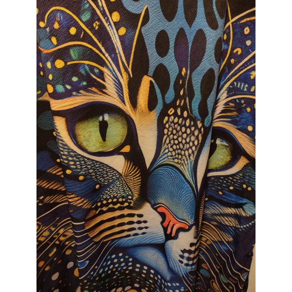 Unbranded Cosmic Cat Face All Over Print Shirt Blue XXL Psychedelic Graphic Tee - Picture 5 of 9